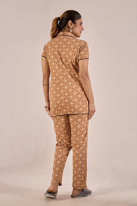 Sweet Moon Knit Cotton Pyjama Set - Nude Brown — image 2